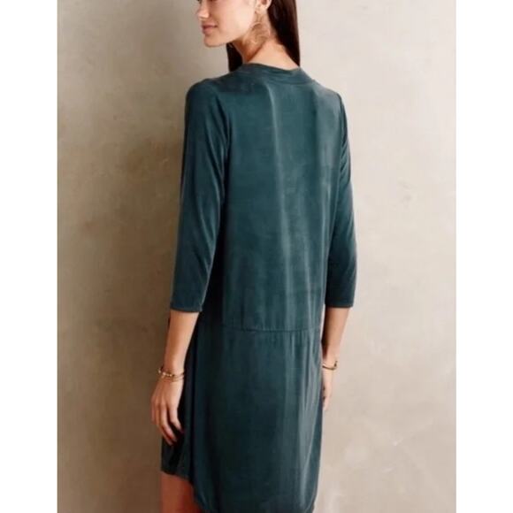 Dolan Left Coast V-Neck 3/4 Sleeve Green Tegan Tunic Dress XS - Picture 2 of 9